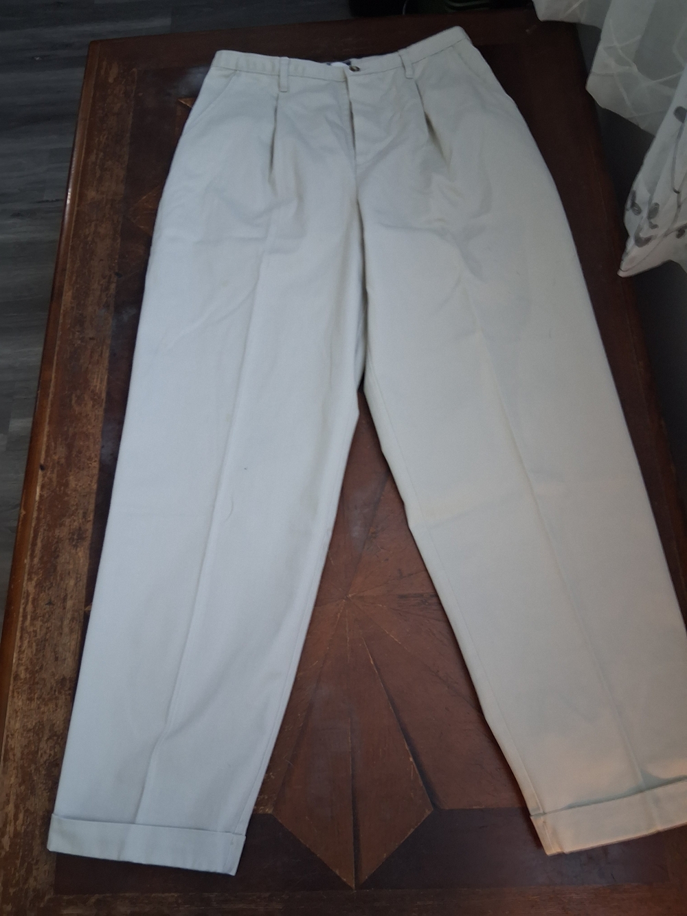 High-Waist Cream Pleated Trousers for Women